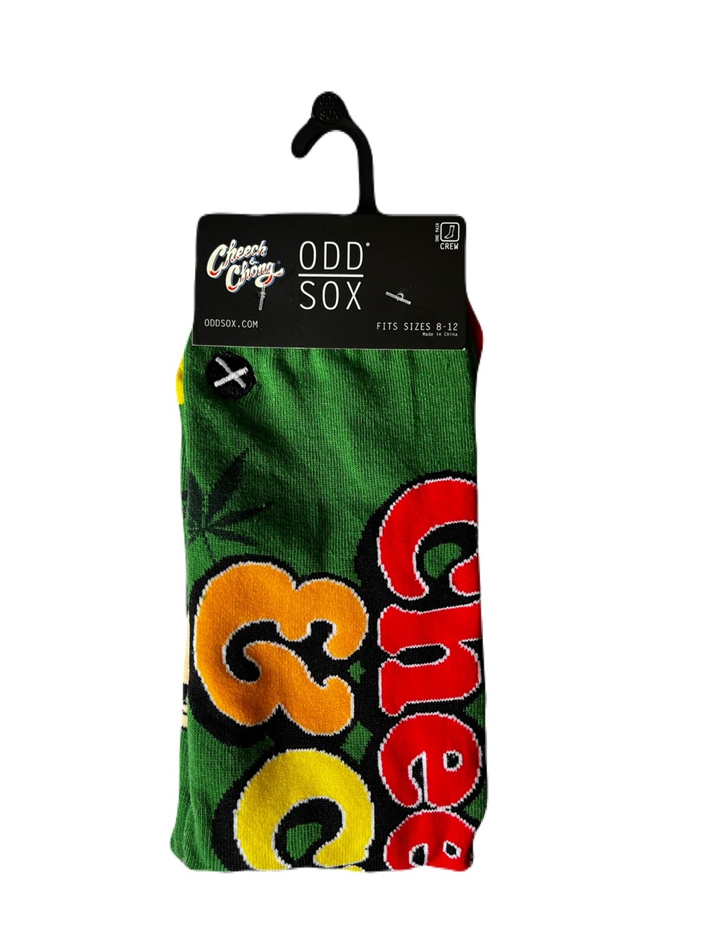 Odd Sox Cheech & Chong Green Crew Socks with Red and Yellow Accents